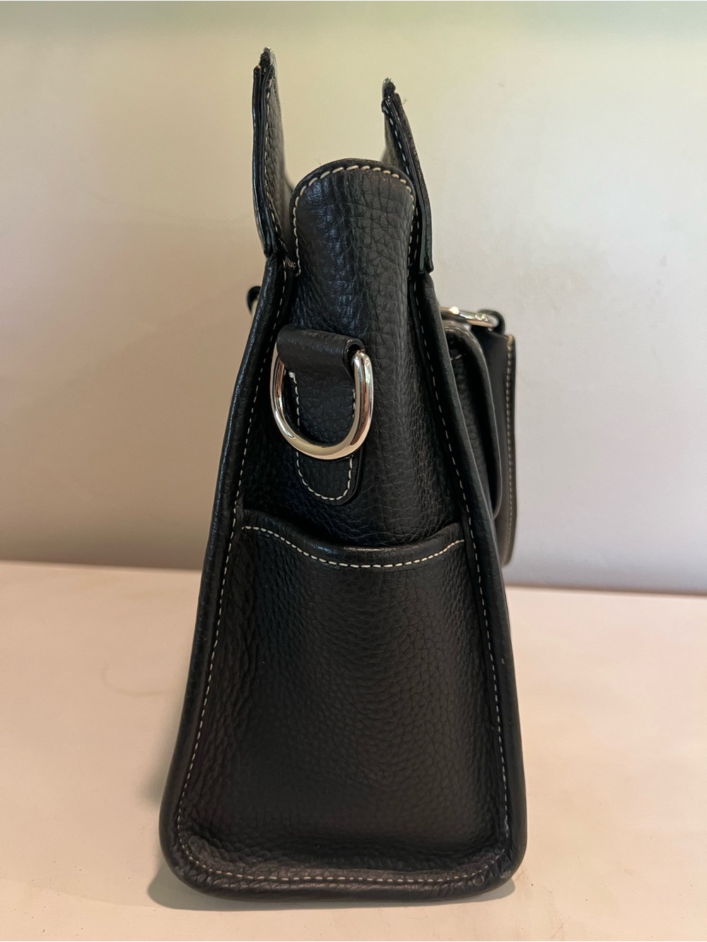 Dooney and Bourke Black Leather Double-Pocket Tote Bag, with strap and wallet - Picture 7 of 9